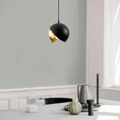 Suspension moderne noire & doré, 2 demi-sphères SILE