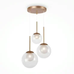 Suspension moderne verre & or - 3 globes en grappe DELTONA