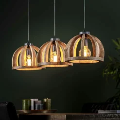 Suspension multiple 7 lampes en métal brun sombre JAVA
