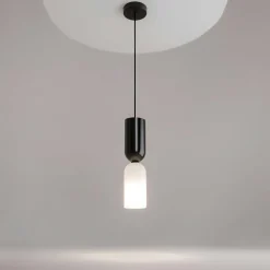 Suspension noire & blanche en verre - forme sablier WINDER