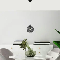 Suspension noire boule – motif floral, ajourée ERZIN