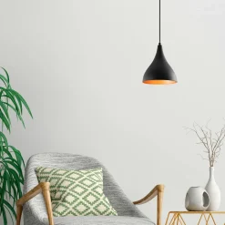 Suspension noire brossée – intérieur brun doré, 41 cm SILE