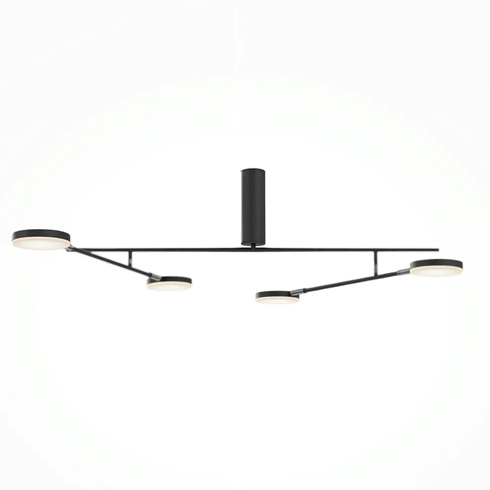 Suspension noire LED – bras articulés avec 4 ampoules OCALA
