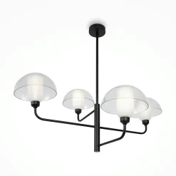 Suspension noire moderne – 4 dômes verre & opalin WINDER
