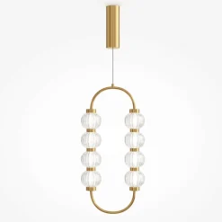 Suspension rétro verre - perles ciselées cadre doré BELLA
