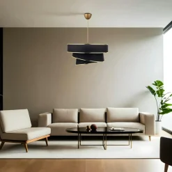 Suspension salon grise - abat-jour triple, moderne ZURICH
