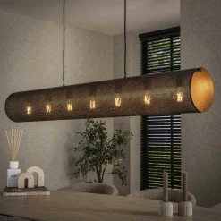 Suspension tube en métal noir perforé 7 lampes RALF