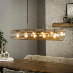 Suspension tube en verre ambré 5 lampes RALF