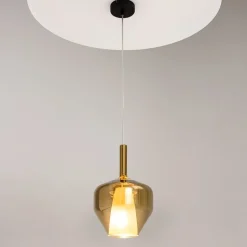Suspension verre doré design – abat-jour double LODI