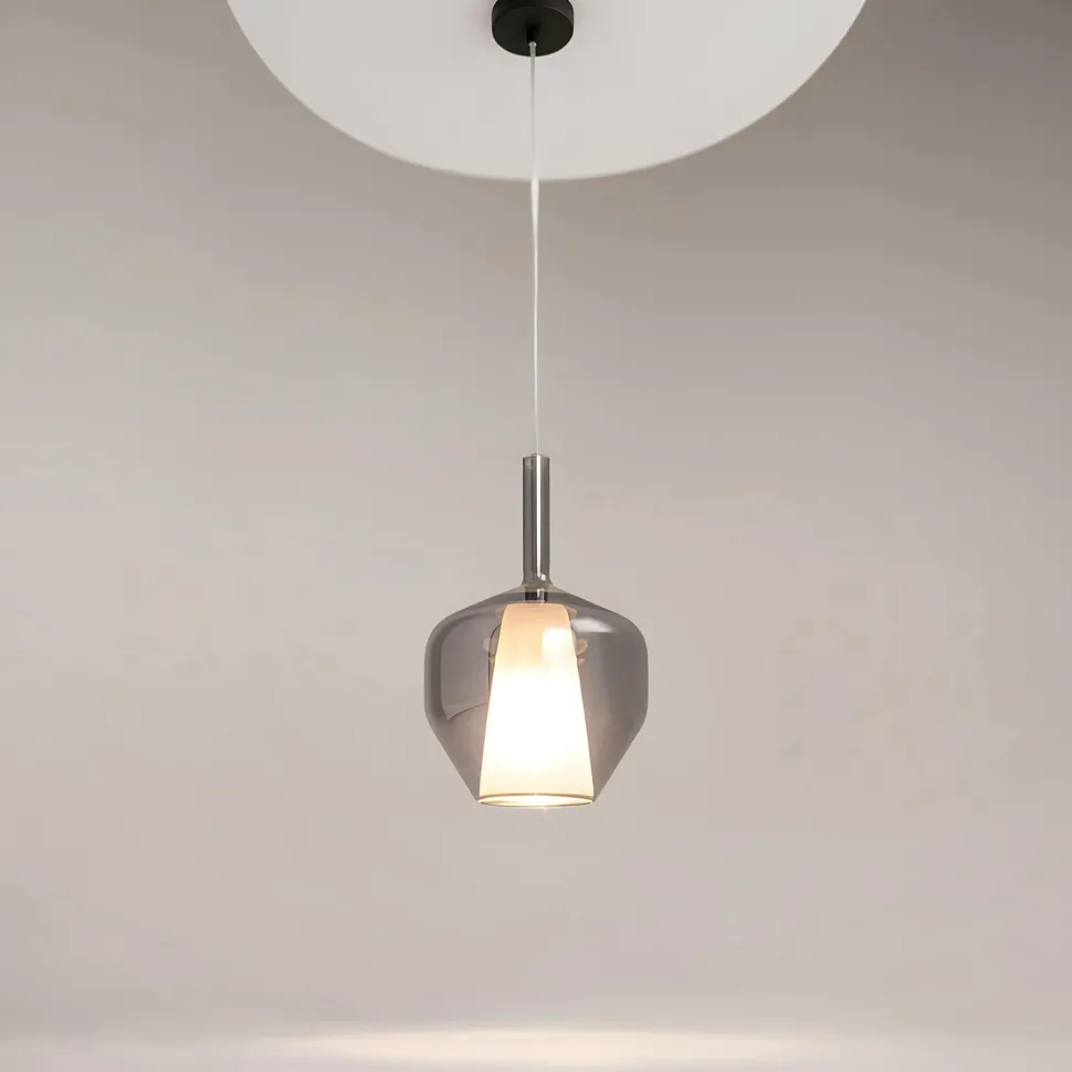 Suspension verre doré design – abat-jour double LODI
