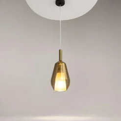 Suspension verre fumé – abat-jour double forme poire LODI