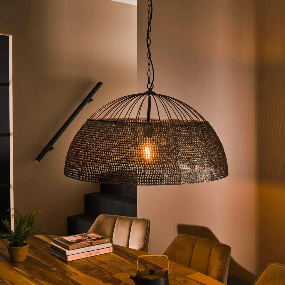 Suspension vintage en métal brun sombre travaillé Ø80 cm TRIBECA
