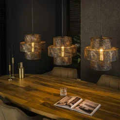 Suspension vintage en métal brun sombre travaillé Ø80 cm TRIBECA