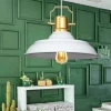 Suspension vintage métal blanc & or industriel chic SILE