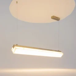 Suspension îlot de cuisine LED – barre albâtre & or ELY