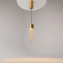 Suspension moderne LED – cylindre & franges dorées AMOS