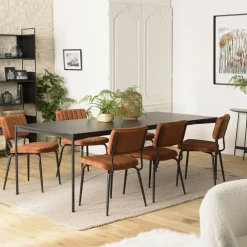 Table à manger 220 cm en bois noir CORUMBA