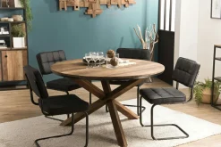 Table à manger 240 cm en teck recyclé massif pied mikado bois SWING
