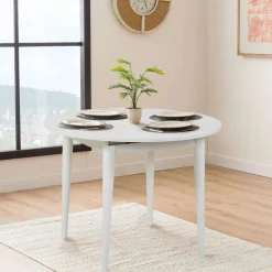 Table à manger blanche extensible Ø100-131 cm ORINA