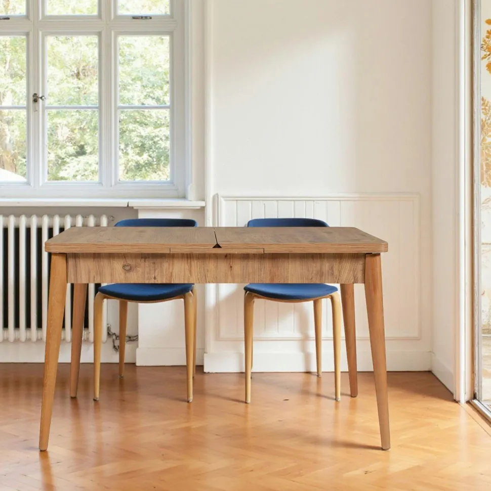 Table à manger blanche extensible Ø100-131 cm ORINA