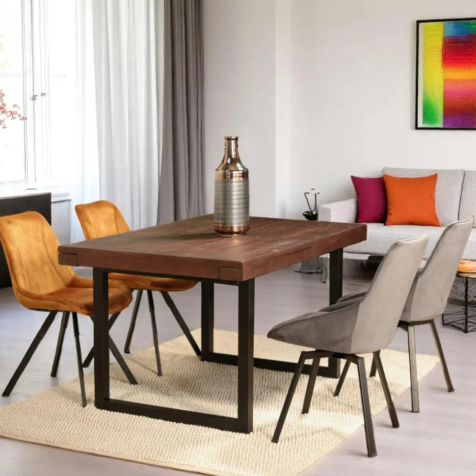 Table à manger bois brun recyclé 180 cm SAMOA