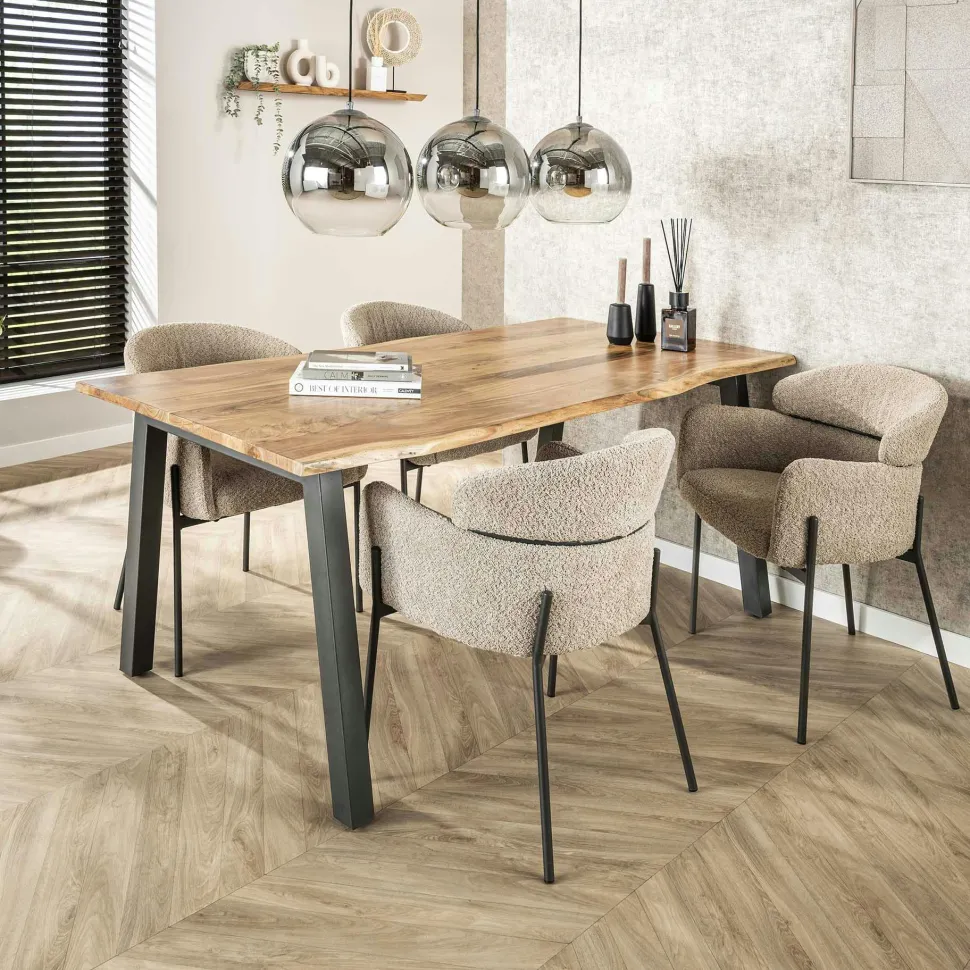 Table à manger bois d'acacia métal 180 MELBOURNE