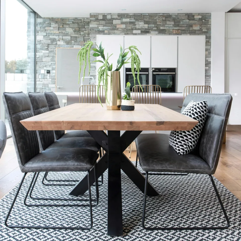 Table à manger bois métal pied croisé 200 cm VOLGA