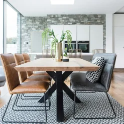 Table à manger bois métal pied croisé 200 cm VOLGA
