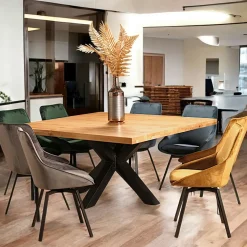 Table à manger bois métal pied croisé 200 cm VOLGA