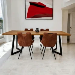 Table à manger bois recyclé teck pied accent 220 cm CLEVELAND