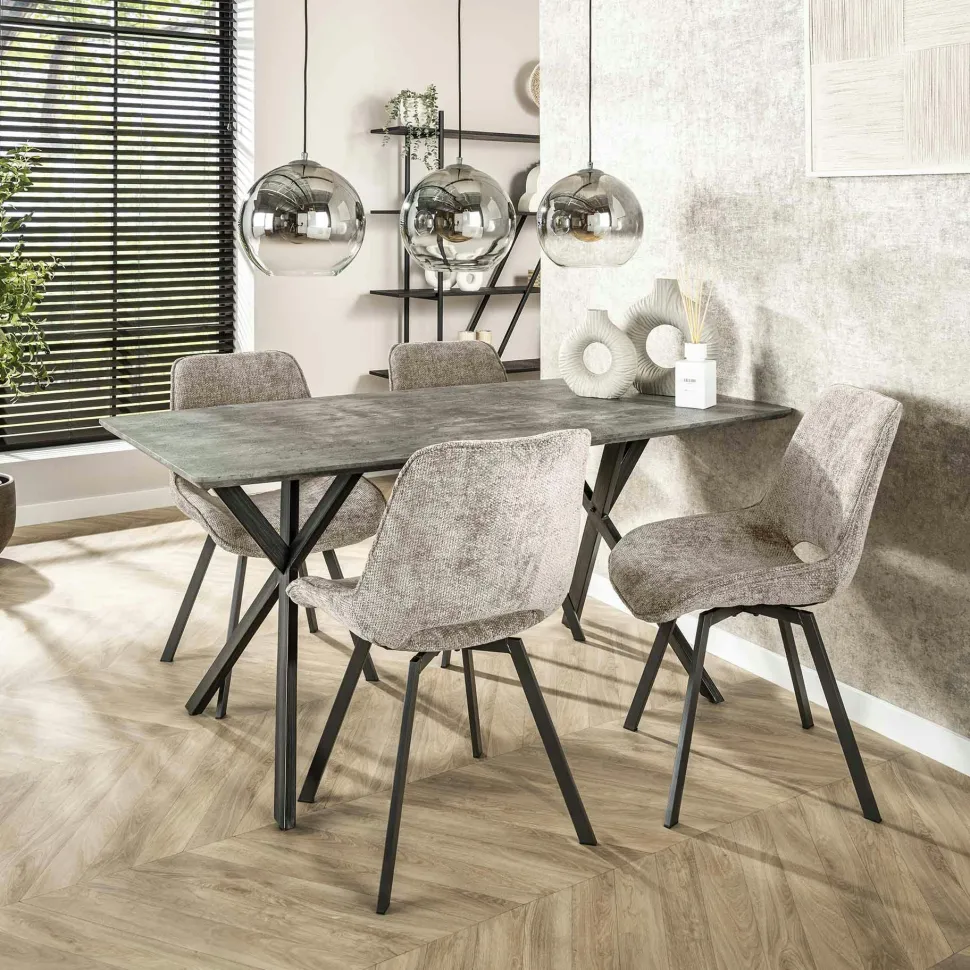 Table à manger contemporaine effet béton 160 cm HELSINKI