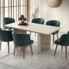 Table à manger design effet travertin pieds V 180 cm MARFA