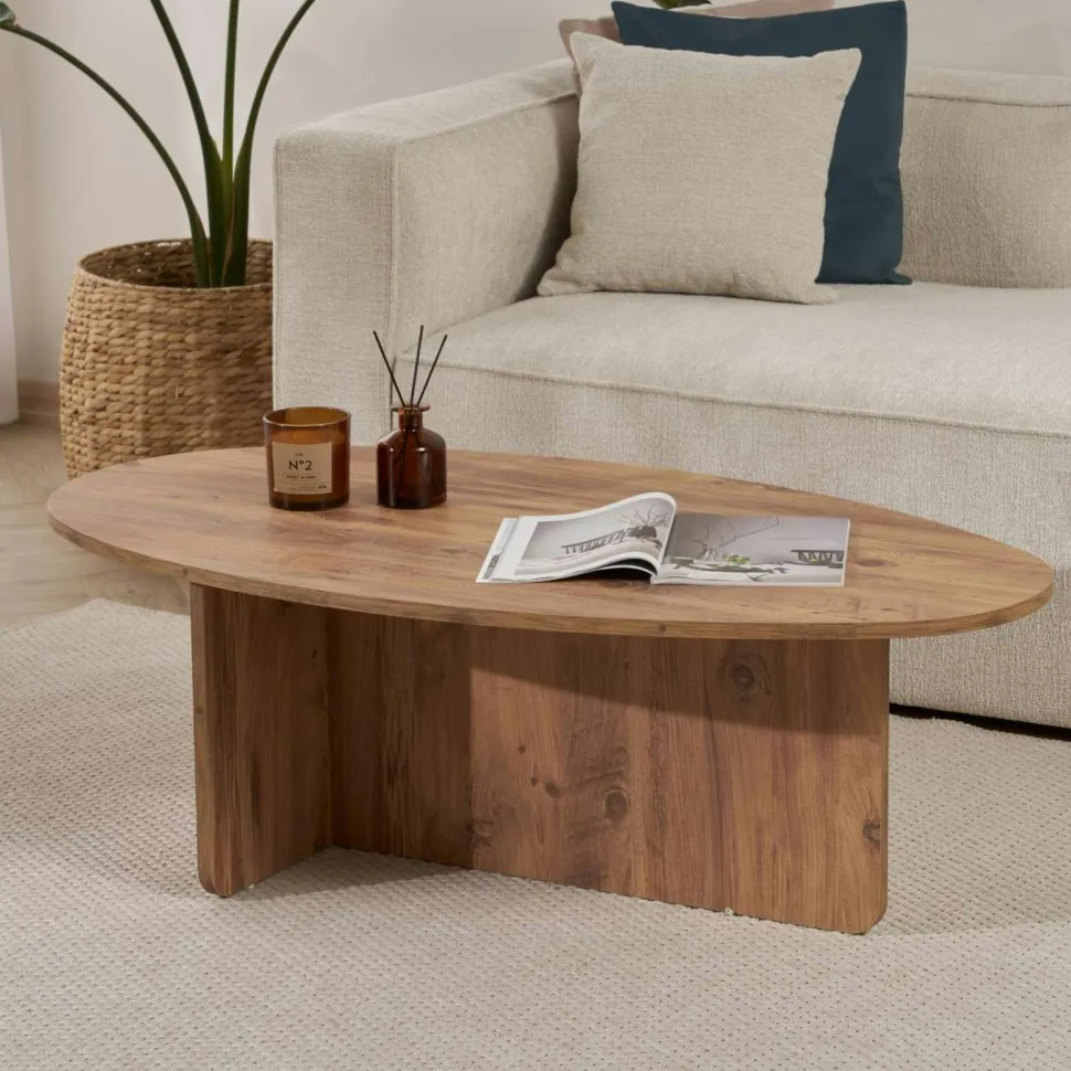 Table à manger design effet travertin pieds V 180 cm MARFA