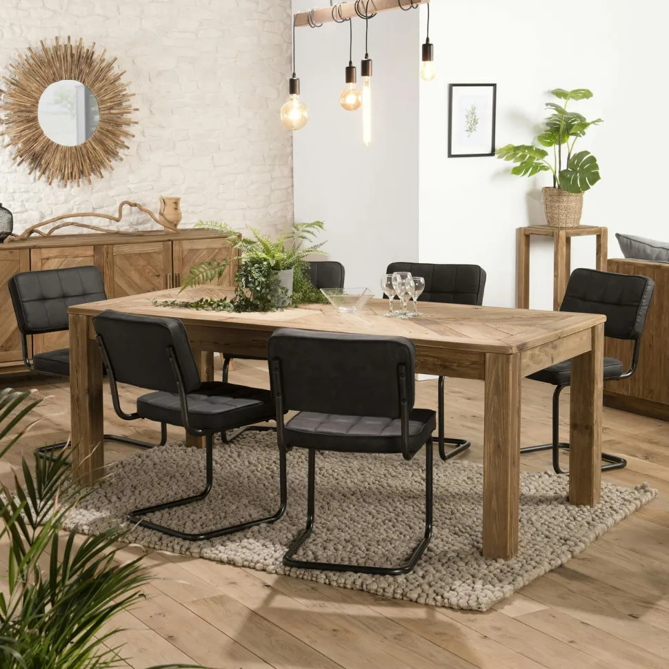 Table à manger en bois de pin recyclé 200 cm DENVER