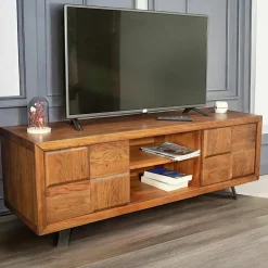 Table à manger en bois de chêne bordures naturelles 200 cm OKA