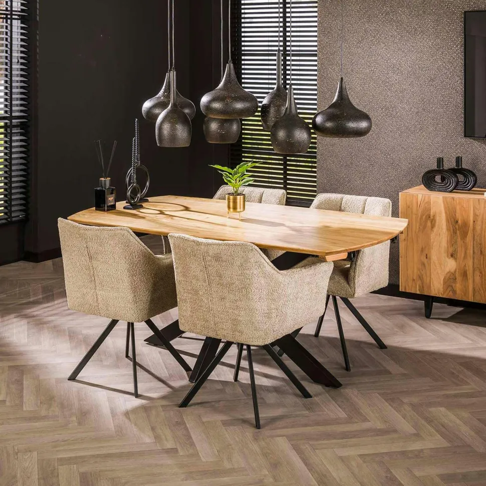 Table à manger en bois massif d'acacia avec bords arrondis 180 cm MELBOURNE