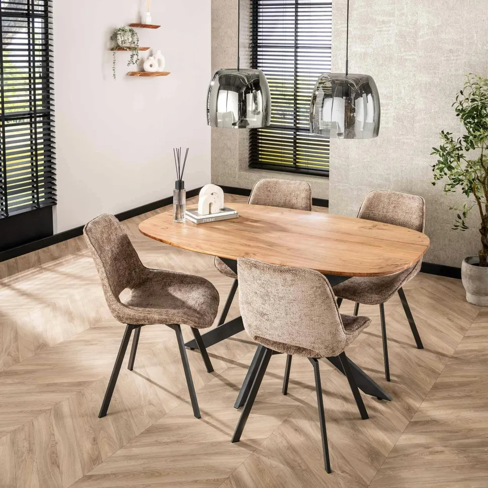 Table à manger en bois massif d'acacia avec bords arrondis 180 cm MELBOURNE