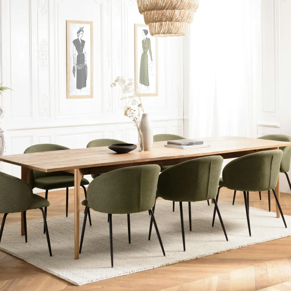 Table à manger extensible en teck recyclé pieds métal 220/320 cm PANAMA