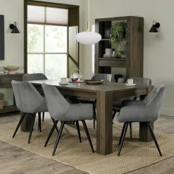 Table à manger extensible en bois de chêne fumé 180-235 cm ALLEN