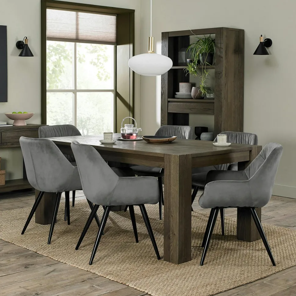 Table à manger extensible en bois de chêne fumé 180-235 cm ALLEN