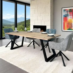 Table à manger extensible bois blanchi 200 cm COSTENTA