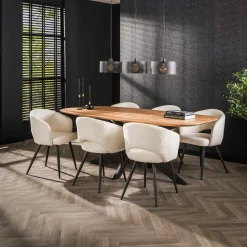 Table à manger extensible à bords ronds en bois d'acacia 175-275 cm MELBOURNE
