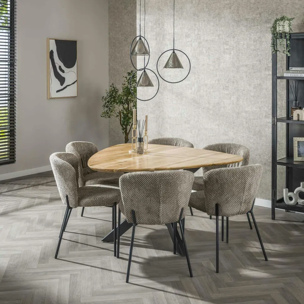 Table à manger extensible à bords ronds en bois d'acacia 175-275 cm MELBOURNE