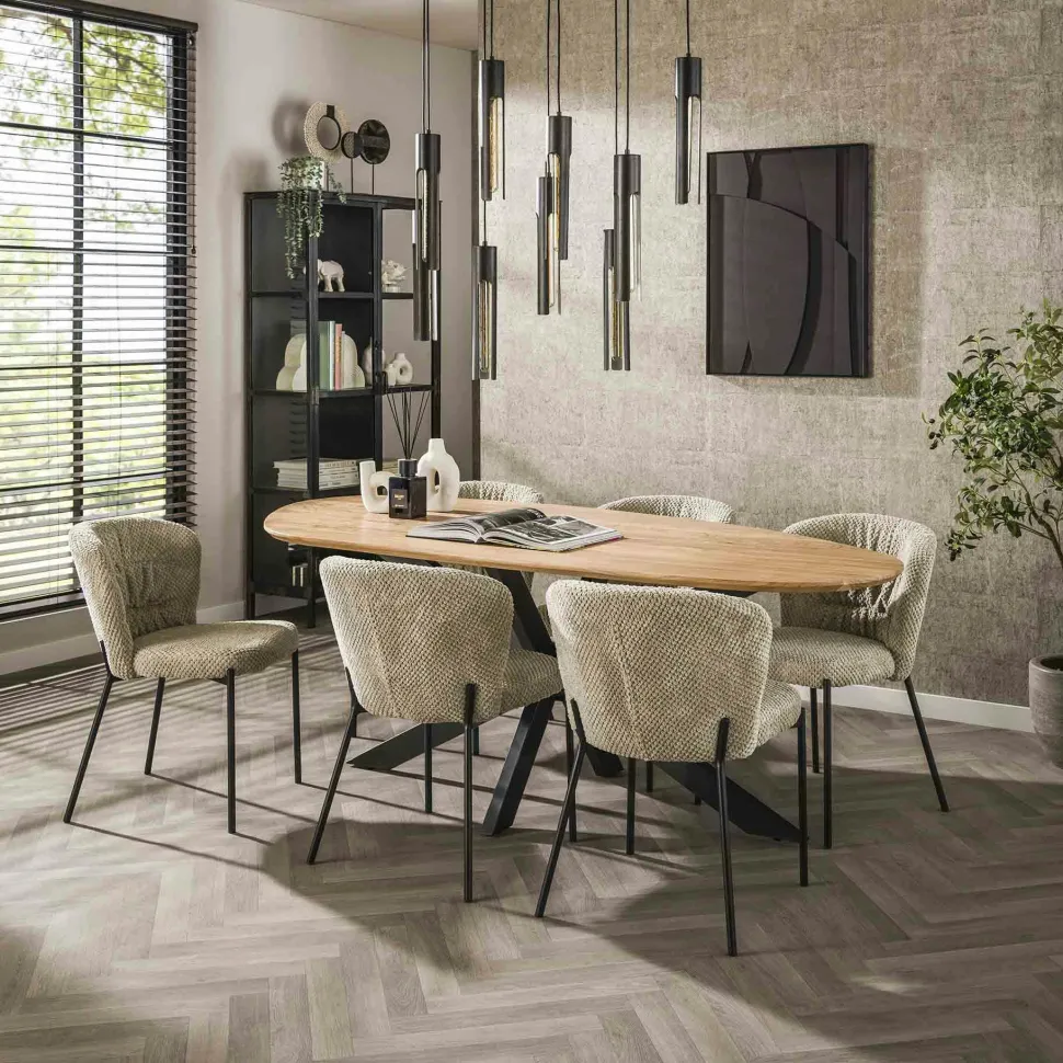 Table à manger extensible à bords ronds en bois d'acacia 175-275 cm MELBOURNE