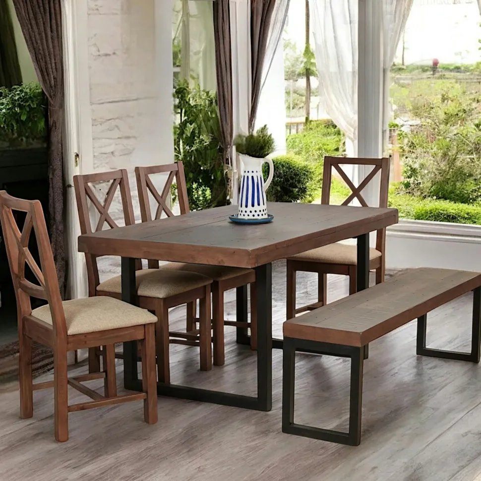 Table à manger extensible bois brun recyclé 160-200 cm SAMOA