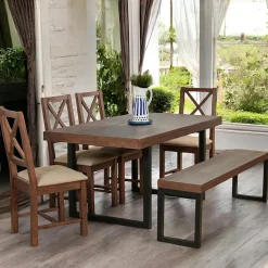 Table à manger extensible bois brun recyclé 140-180 SAMOA