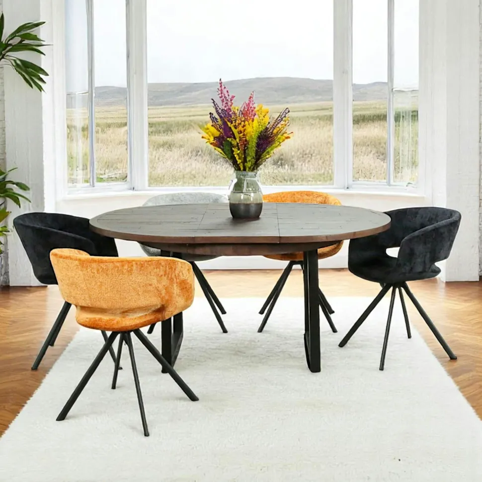 Table à manger extensible bois brun recyclé 140-180 SAMOA