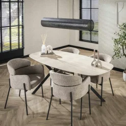 Table à manger extensible en céramique blanche 180-280 LOMBARDIE