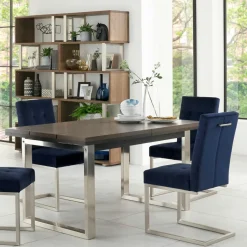 Table à manger extensible en chêne et métal brossé 190-240 RIMINI