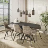 Table à manger industrielle gris foncé texturée 180 cm RALF